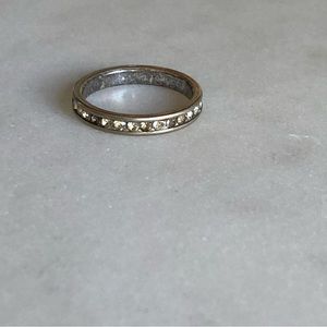 Silver Band With Faux Diamonds